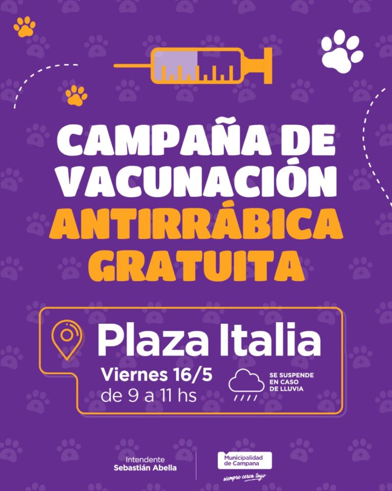Este viernes se aplicarán vacunas contra la rabia en la Plaza Italia