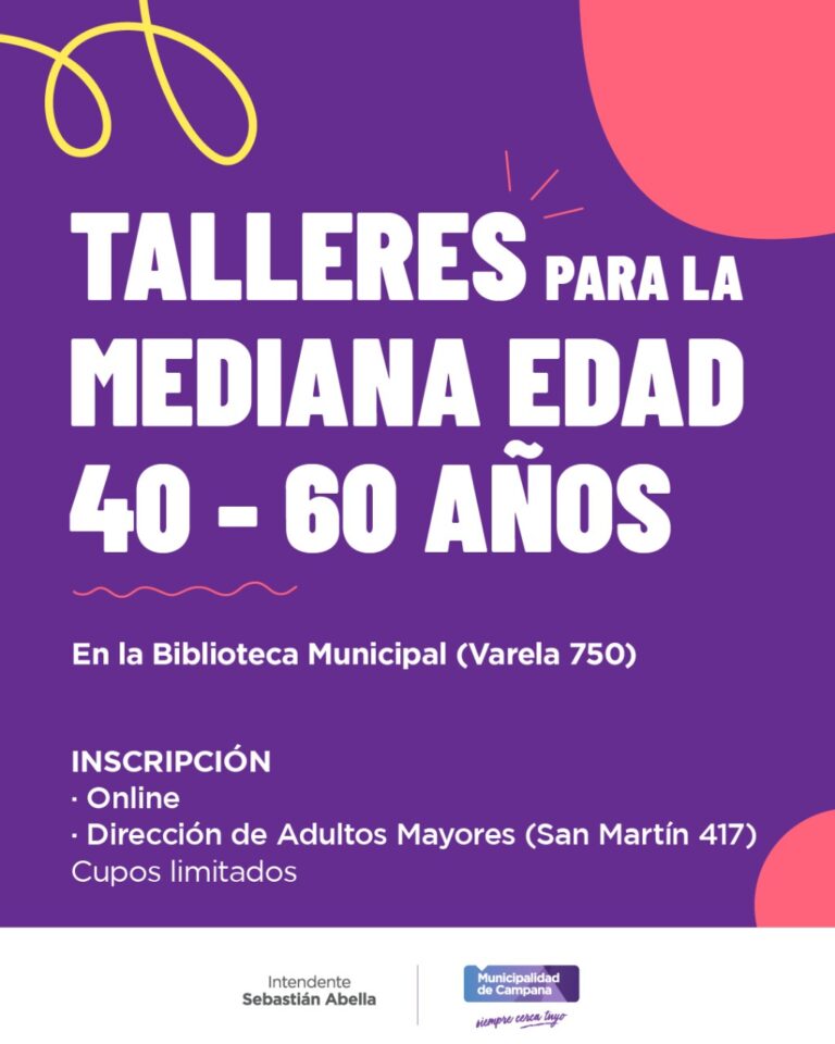 El Municipio lanza talleres gratuitos para vecinos de 40 a 60 años