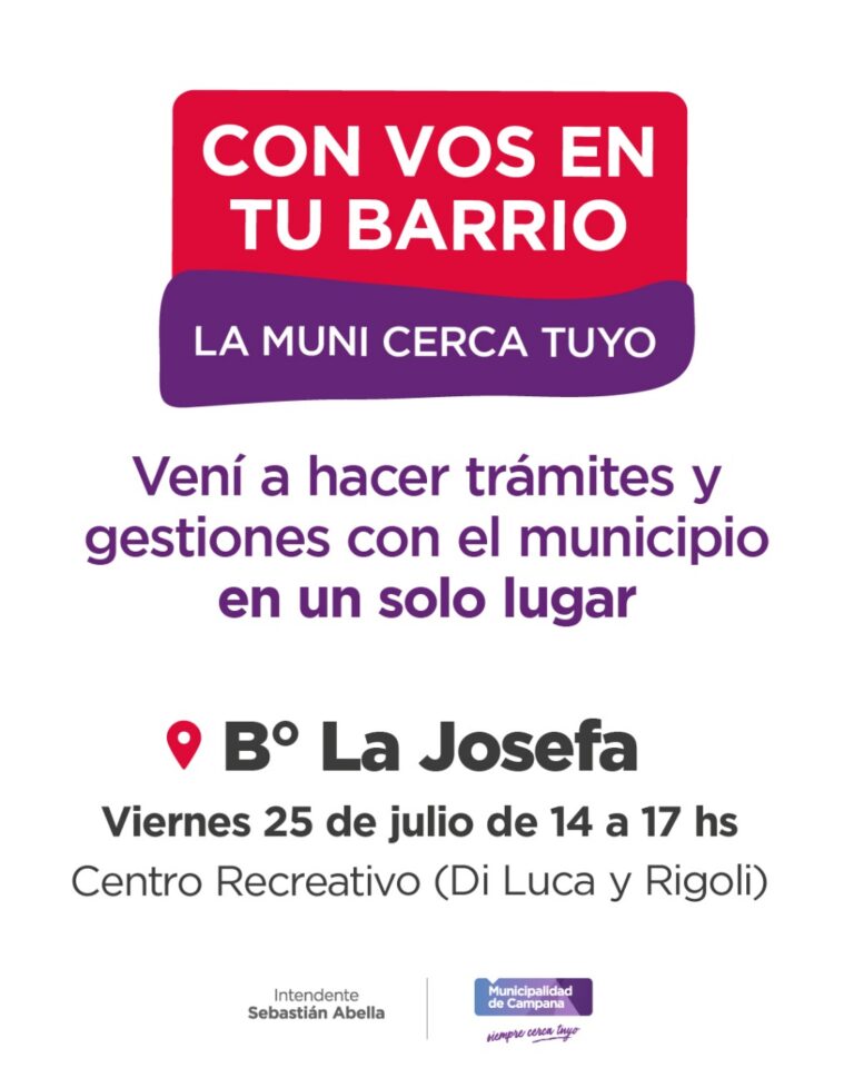 “Con vos en tu barrio”: este viernes el Municipio desarrollará un nuevo operativo en La Josefa
