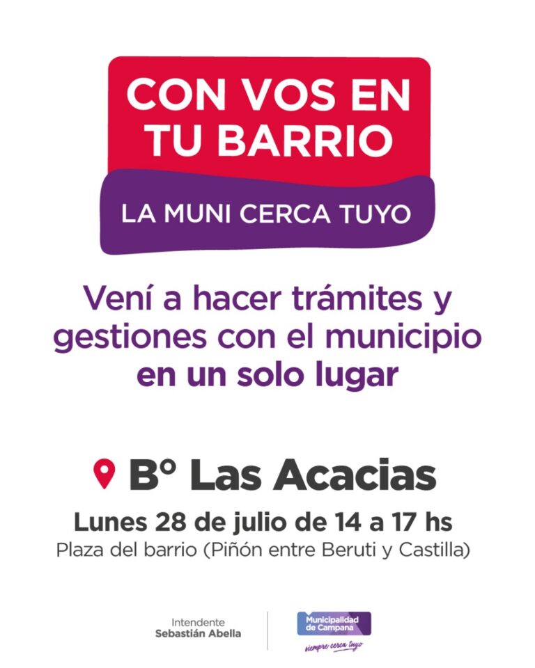 “Con vos en tu barrio”: este lunes el Municipio desarrollará un nuevo operativo en Las Acacias