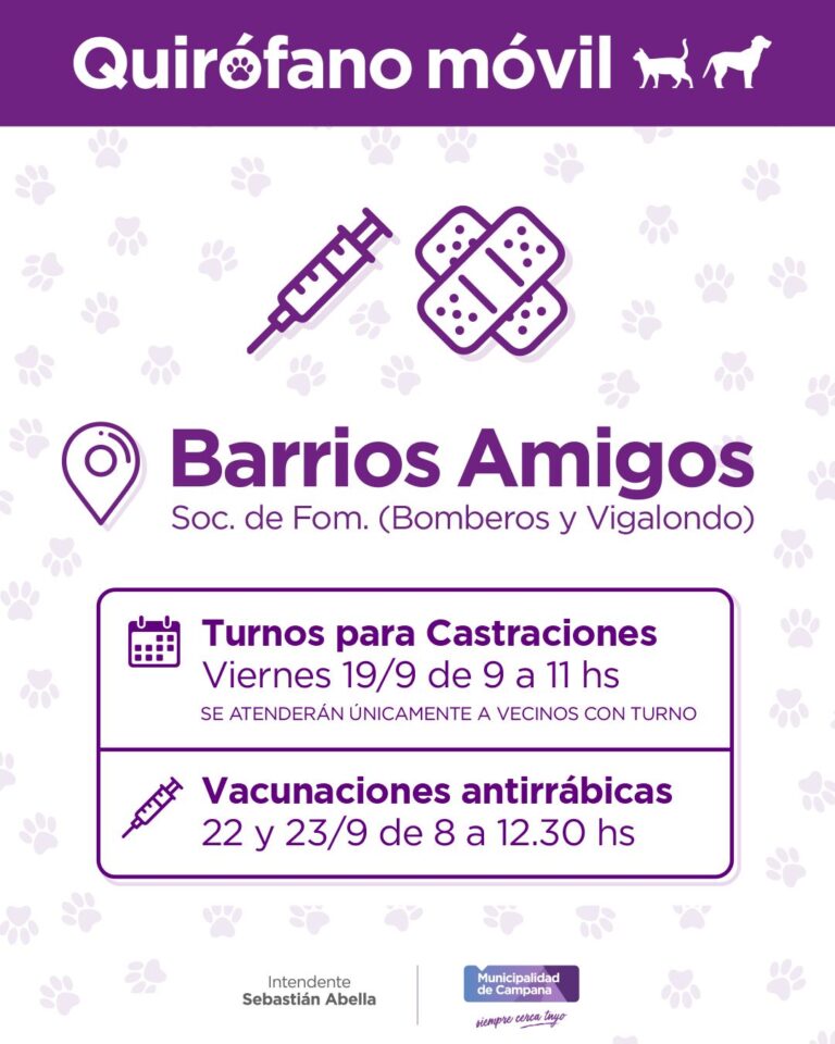 El quirófano móvil del Municipio realizará castraciones a mascotas de Barrios Amigos