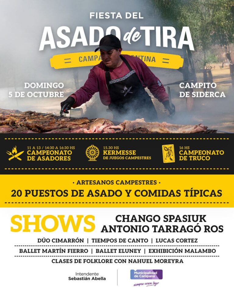 La Fiesta del Asado de Tira será el sábado 5 de octubre en el Campito de Siderca