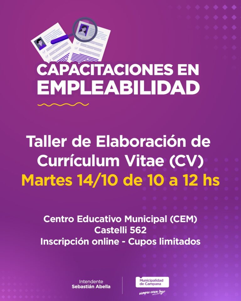 Se realizará un nuevo taller gratuito orientado a la elaboración de CV