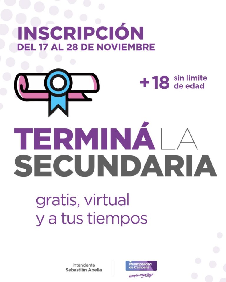 El Municipio abre una nueva inscripción al programa “Terminá la Secundaria”