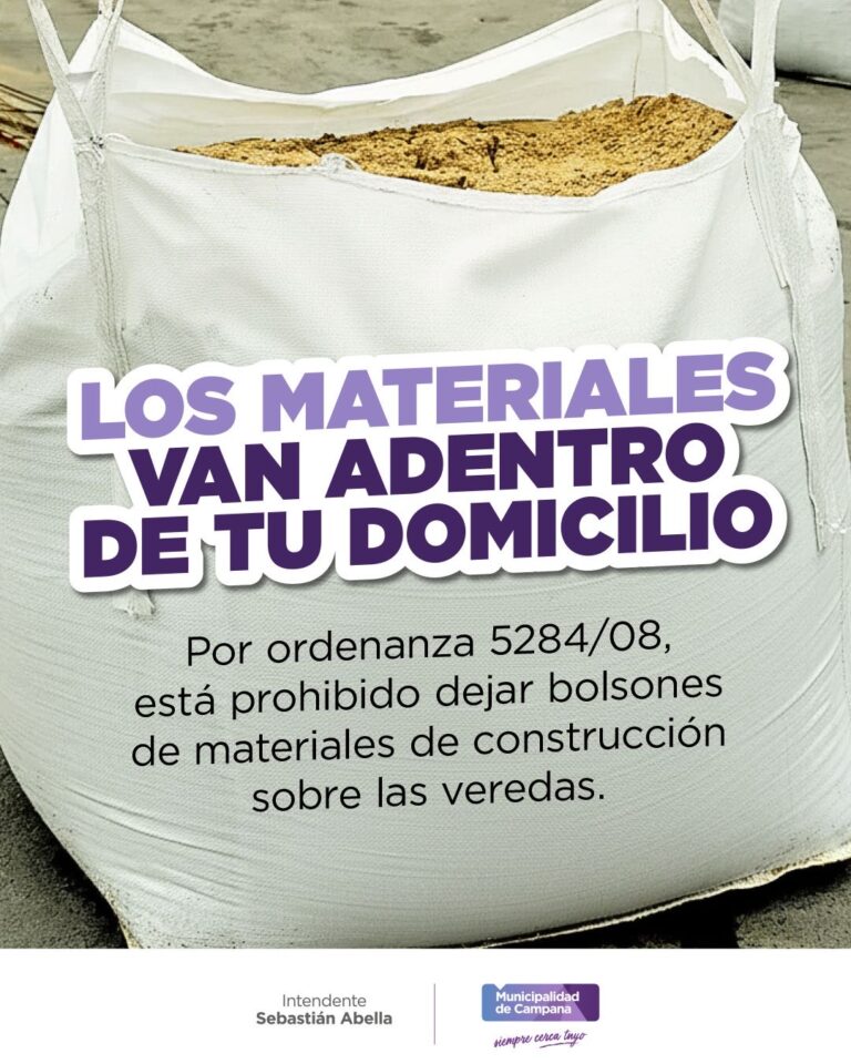 Recuerdan que se sancionará a los frentistas que acopien bolsones de materiales en sus veredas