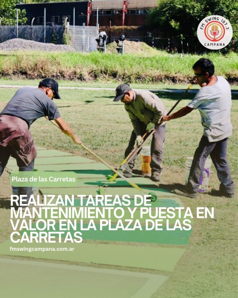 Realizan tareas de mantenimiento y puesta en valor en la Plaza de las Carretas