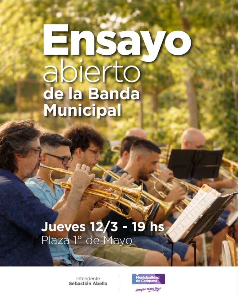 La Banda Municipal llevará su ensayo al aire libre a la Plaza 1° de Mayo