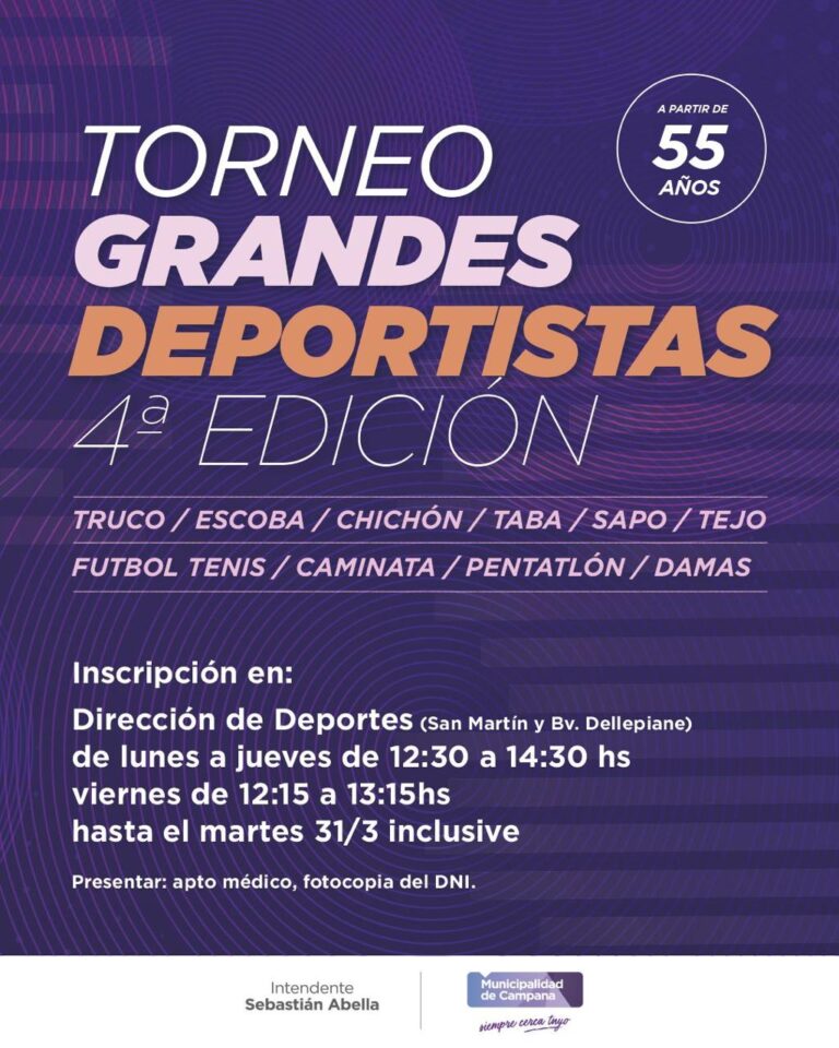 Adultos mayores: sigue abierta la inscripción al torneo “Grandes Deportistas”