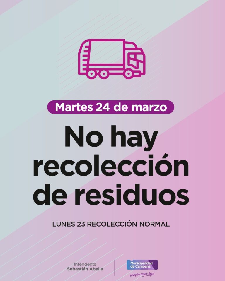 El martes 24 feriado nacional no habrá recolección de residuos