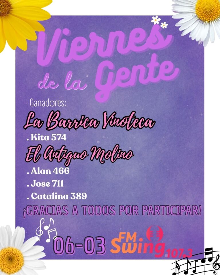 GANADORES DEL PRIMER «VIERNES DE LA GENTE» DEL AÑO!!!