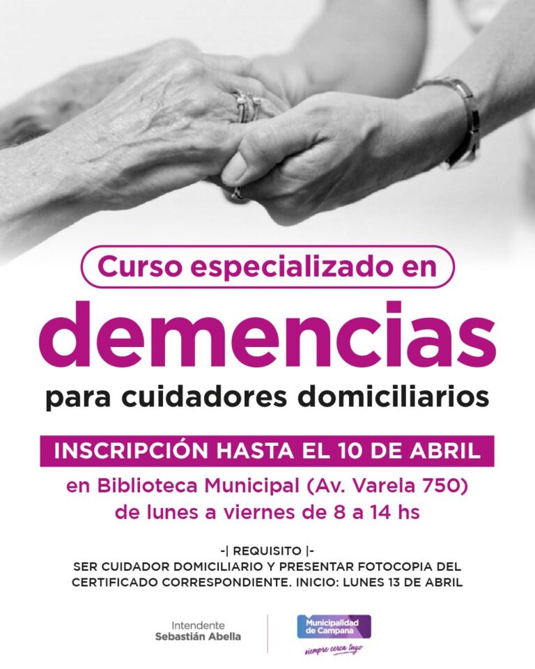 Hasta este viernes hay tiempo de inscribirse al Curso especializado en demencias para cuidadores domiciliarios
