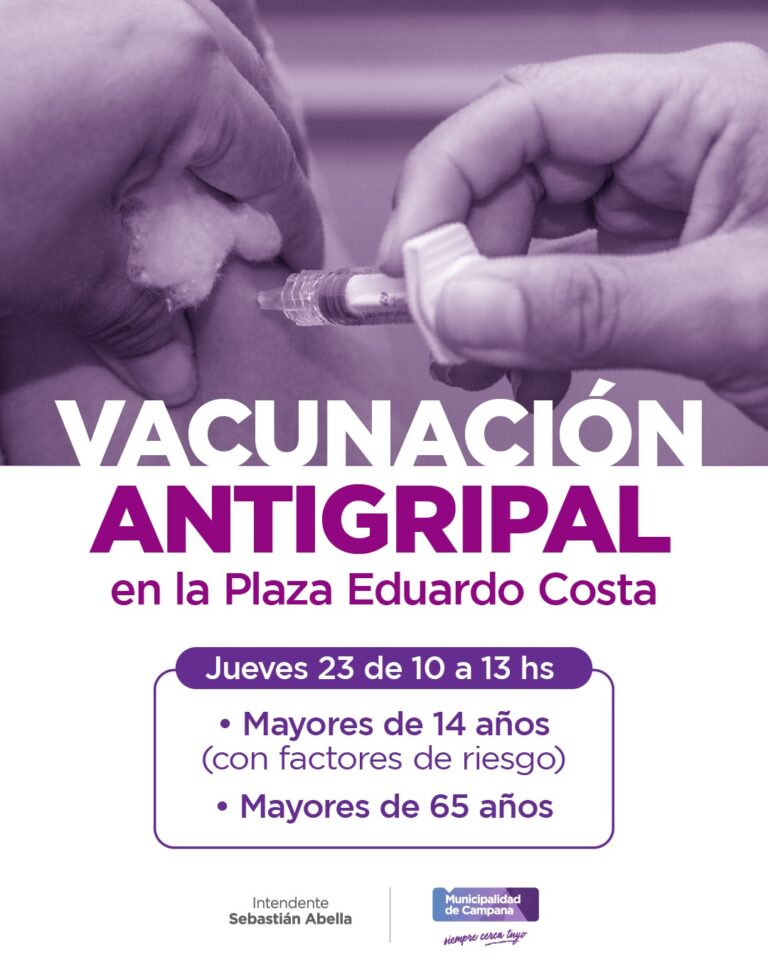 Este jueves, los vecinos podrán vacunarse contra la gripe en la Plaza Eduardo Costa
