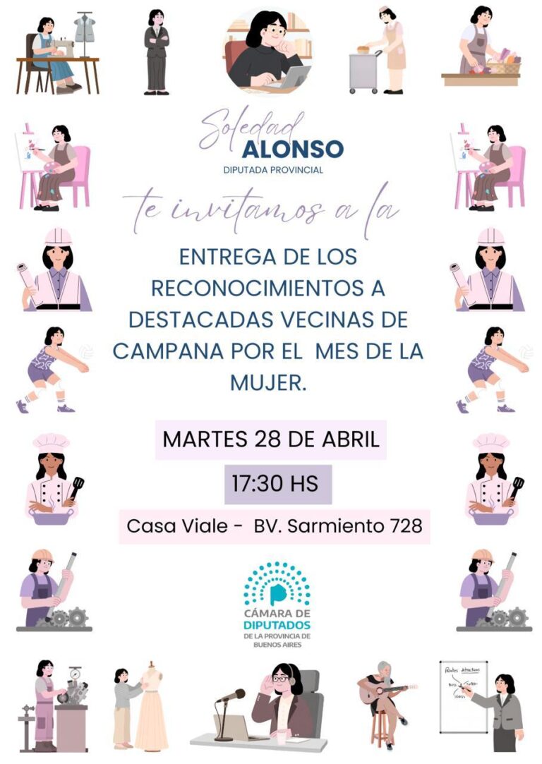Se realizará la 5ª edición del reconocimiento a mujeres destacadas de Campana