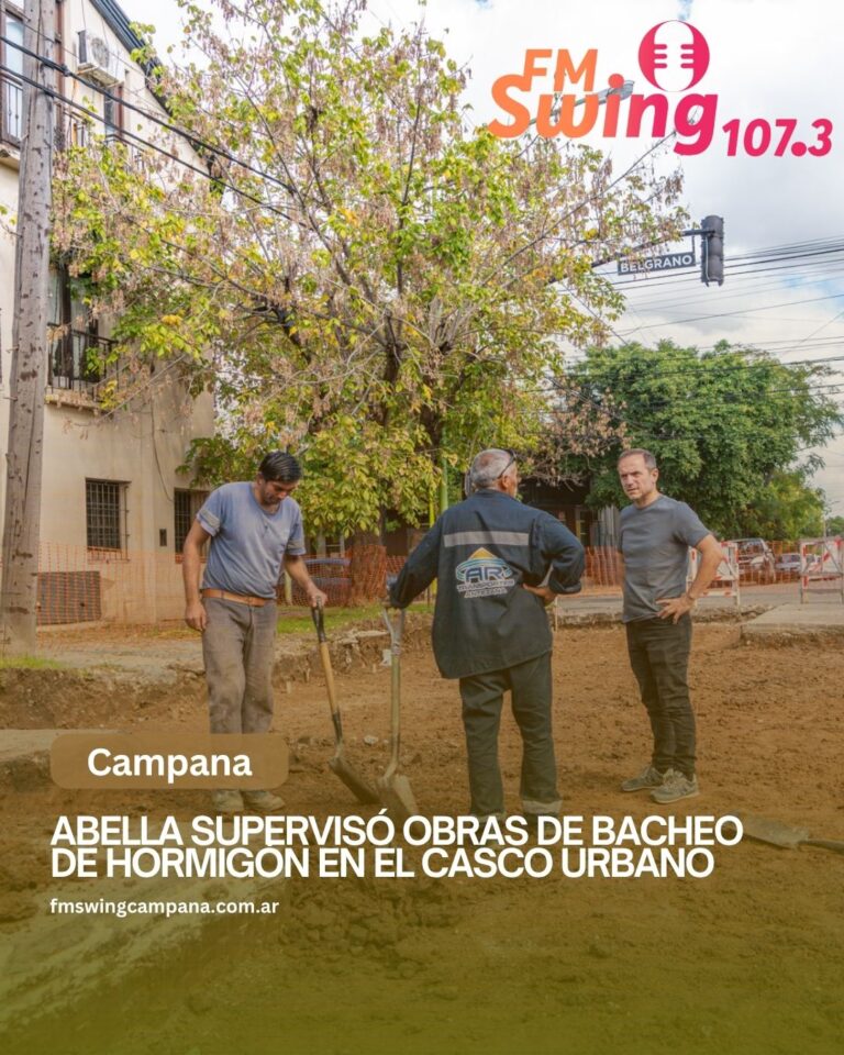 Abella supervisó obras de bacheo de hormigón en el casco urbano