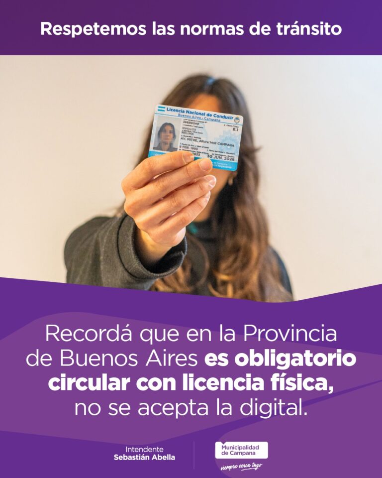 Recuerdan que en Campana es obligatorio circular con la licencia de conducir física