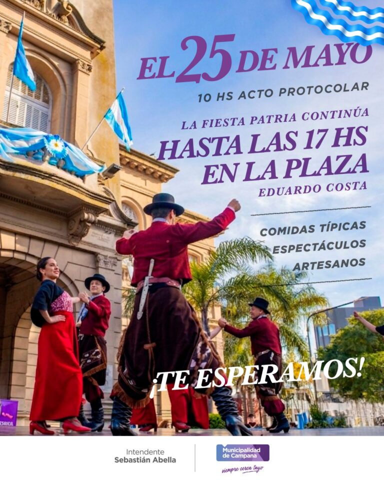 Habrá acto y festival folklórico  en la Plaza por el 216° aniversario de la Revolución de Mayo