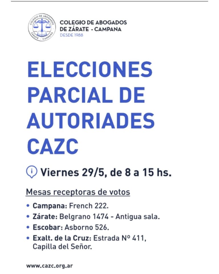 EL CAZC CONVOCA A ELECCIONES PARA LA RENOVACIÓN PARCIAL DE SUS AUTORIDADES