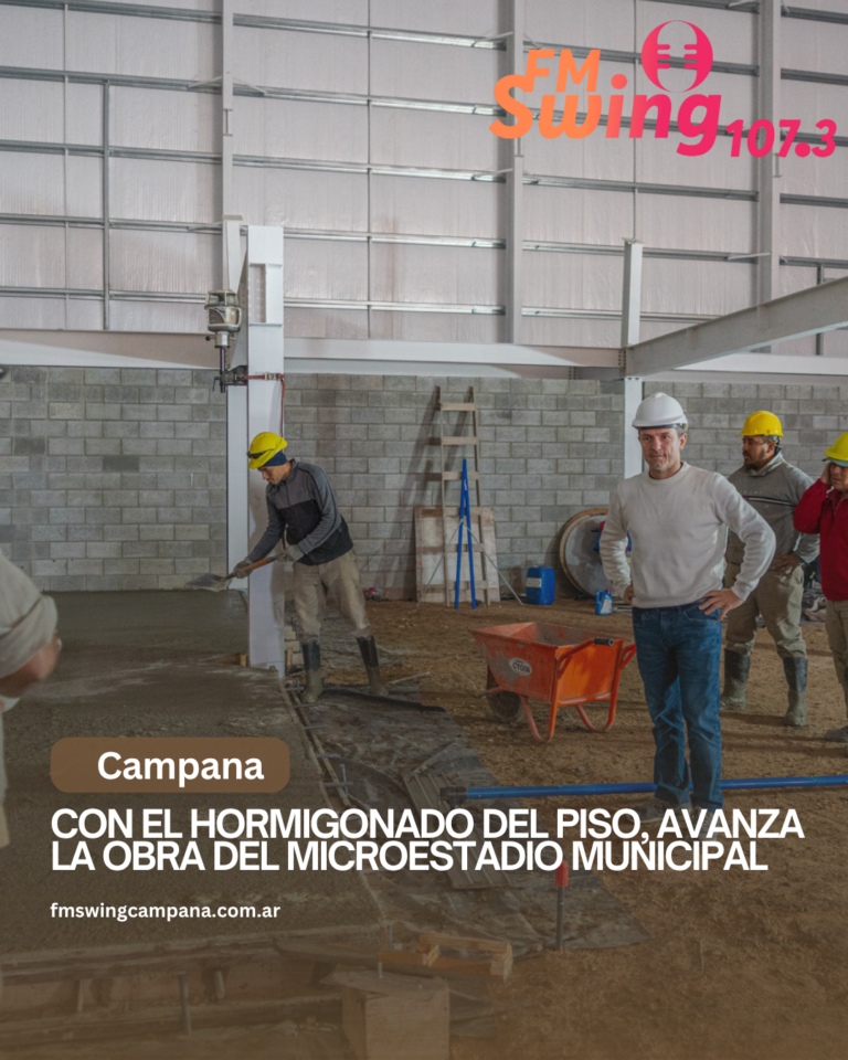Con el hormigonado del piso, avanza la obra del Microestadio Municipal