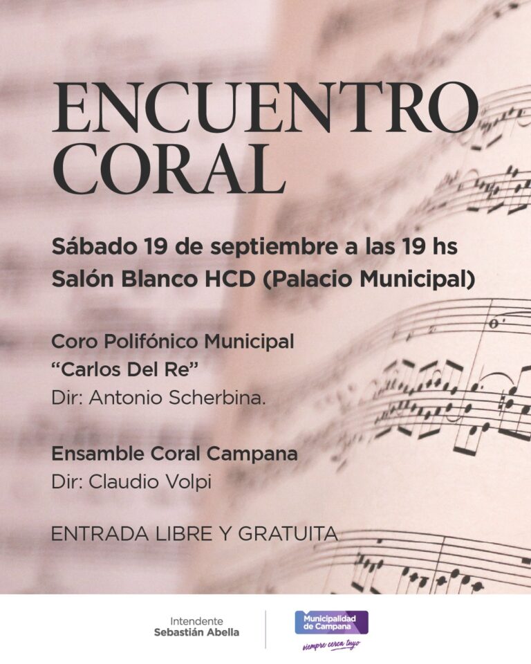 Invitan a disfrutar de un concierto coral en el Salón Blanco del HCD