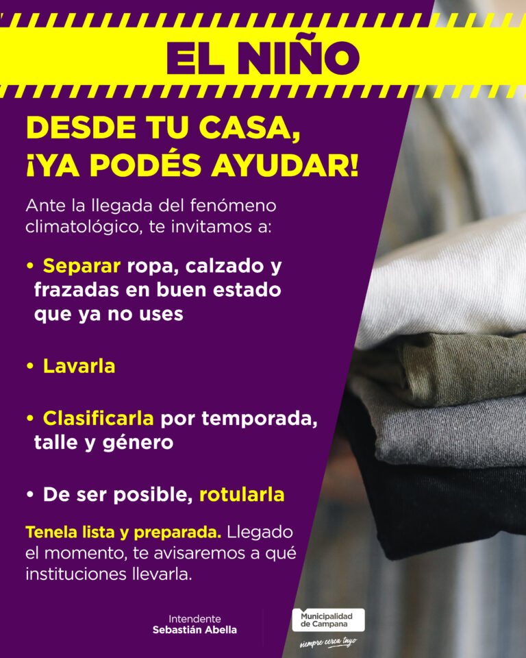 “El Niño”: convocan a vecinos a preparar donaciones para afrontar posibles emergencias