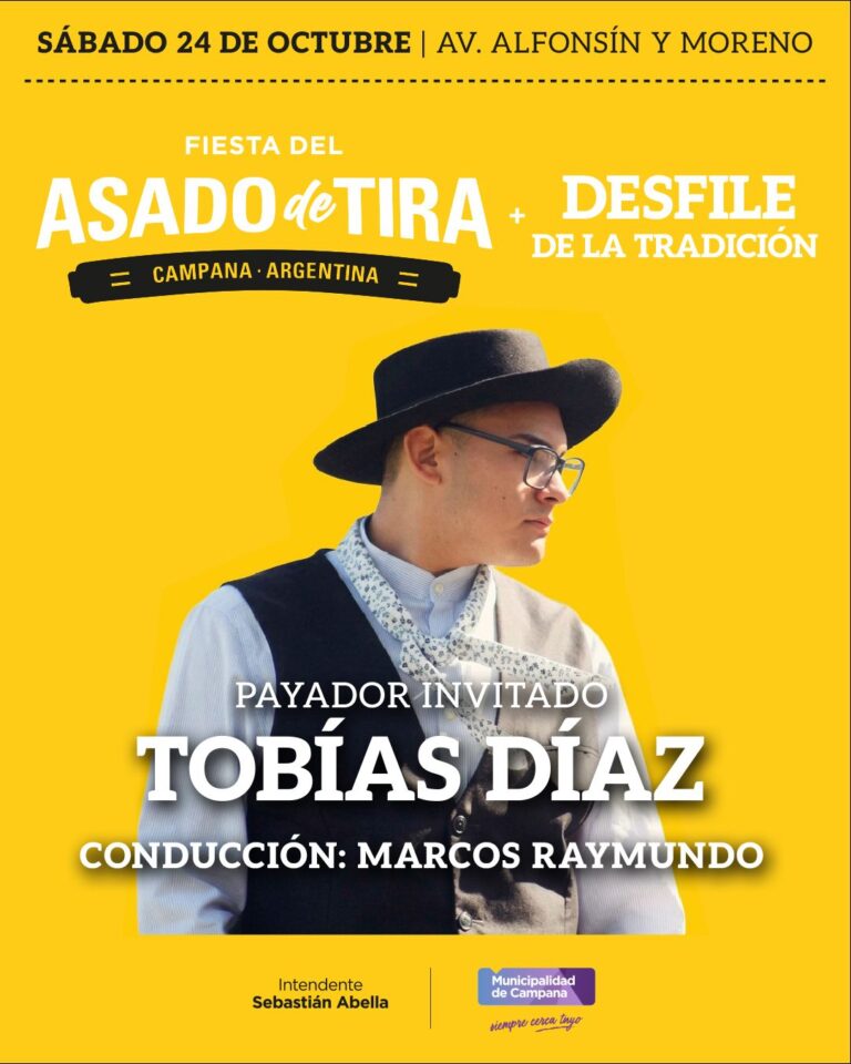El payador Tobías Díaz se suma a la Fiesta del Asado de Tira