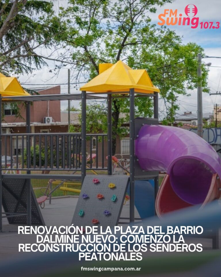 Renovación de la plaza del barrio Dálmine Nuevo: comenzó la reconstrucción de los senderos peatonales